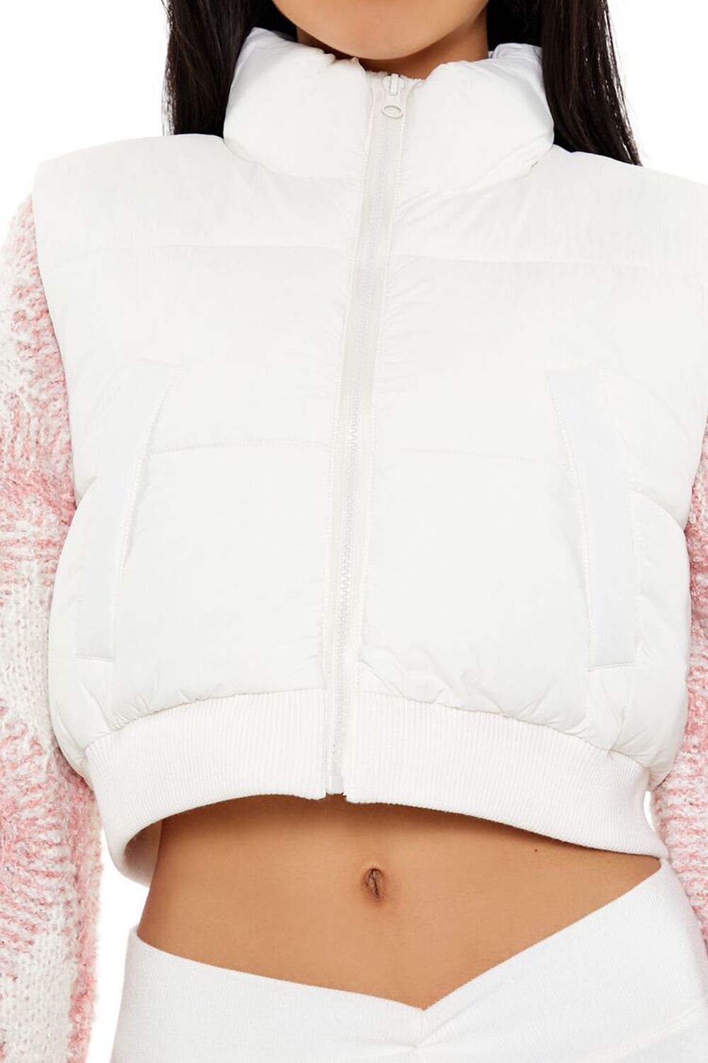 WHITE Quilted Cropped Vest, image 3