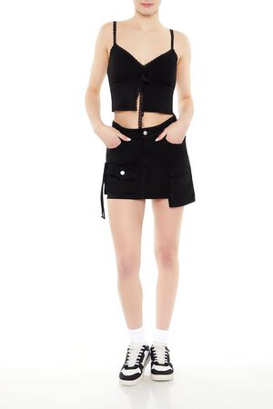 JET BLACK Twill Cargo Mini Skirt, image 1