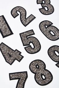 SILVER4 Iron-On Glitter Number Patch, image 1