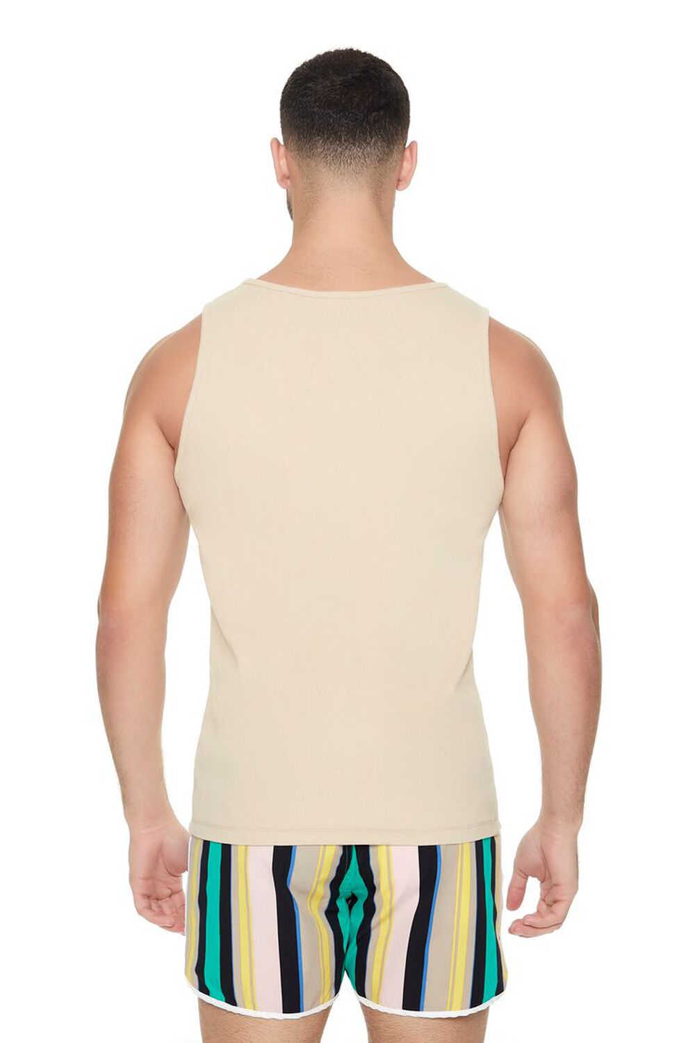 JADE/MULTI Striped Drawstring Short Inseam Swim Trunks, image 3