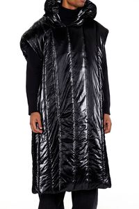 BLACK Hooded Longline Puffer Vest, image 5