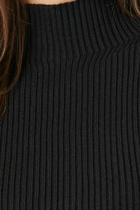BLACK Ribbed Mock Neck Sweater, image 5