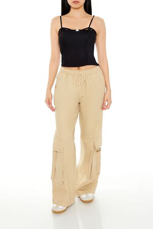BLACK Lace-Trim Rosette Cropped Cami, image 2