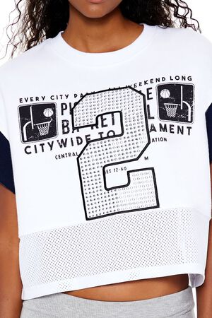 WHITE/MULTI Fleece 2 Graphic Cropped Tee, image 3