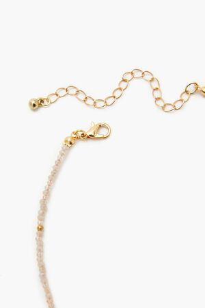 GREY/GOLD Beaded Cross Charm Necklace, image 3