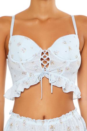 BLUE/MULTI Floral Flounce Lingerie Corset Cami, image 3