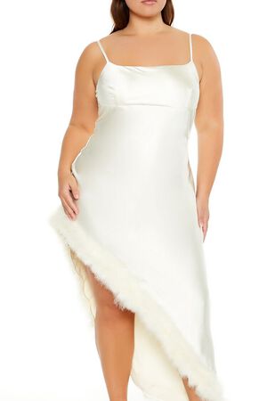 EGRET Plus Size Faux Fur-Trim Maxi Dress, image 2