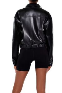 BLACK Cropped Colorblock Moto Jacket, image 5