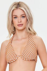 GINGER/IVORY Plaid Underwire Bikini Top, image 1