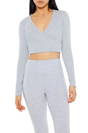 HEATHER GREY Active Seamless Crop Top, image 1
