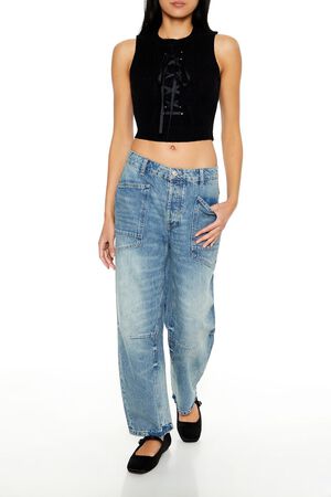 CREAM Sweater-Knit Lace-Up Crop Top, image 2