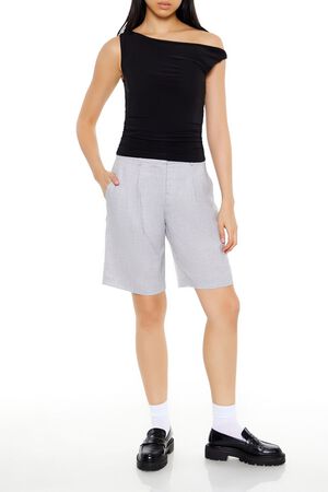 GREY High-Rise Bermuda Trouser Shorts, image 1