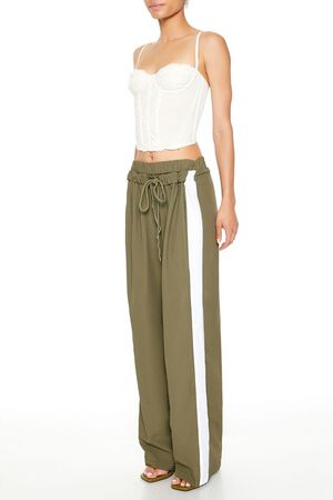 OLIVE/WHITE Striped Wide-Leg Pants, image 3