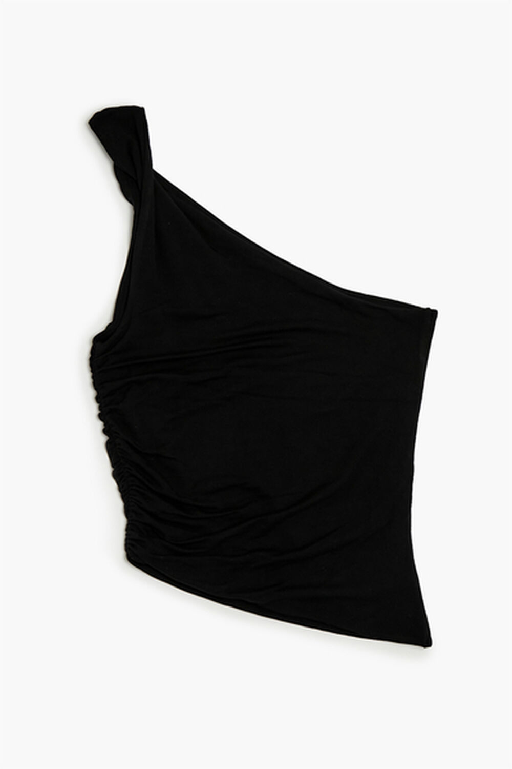 BLACK Twisted One-Shoulder Crop Top, image 2