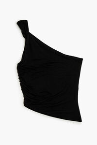 BLACK Twisted One-Shoulder Crop Top, image 2