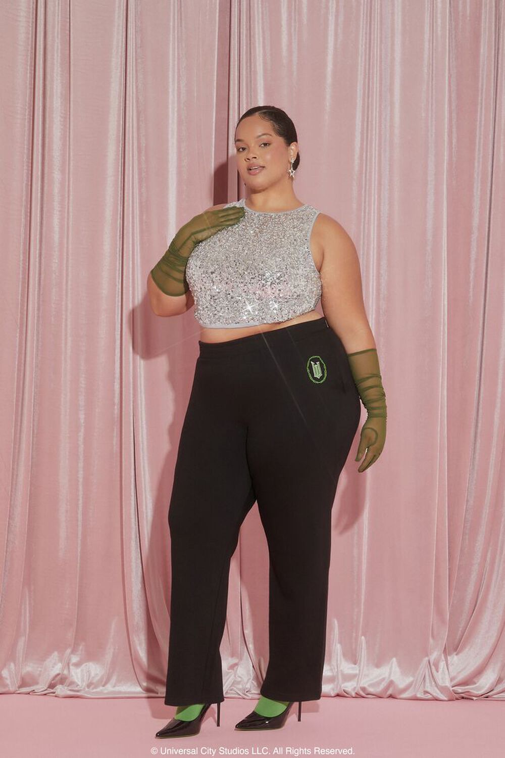 BLACK/MULTI Plus Size Wicked Velour Sweatpants, image 1