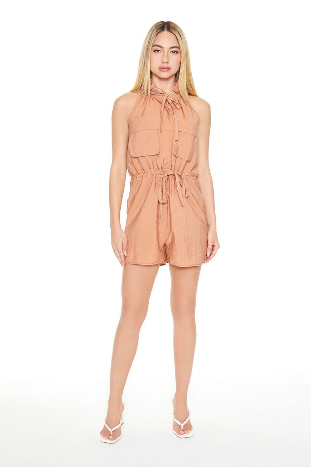 COPPER Sleeveless Drawstring Romper, image 1