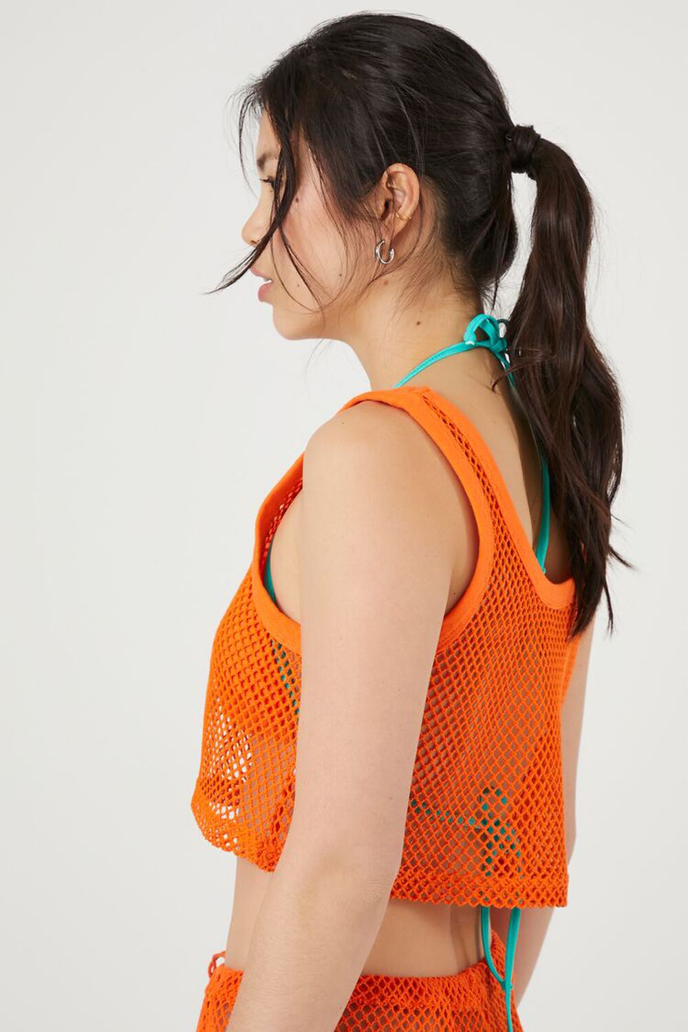 SUNSET Sheer Netted Cropped Tank Top, image 2