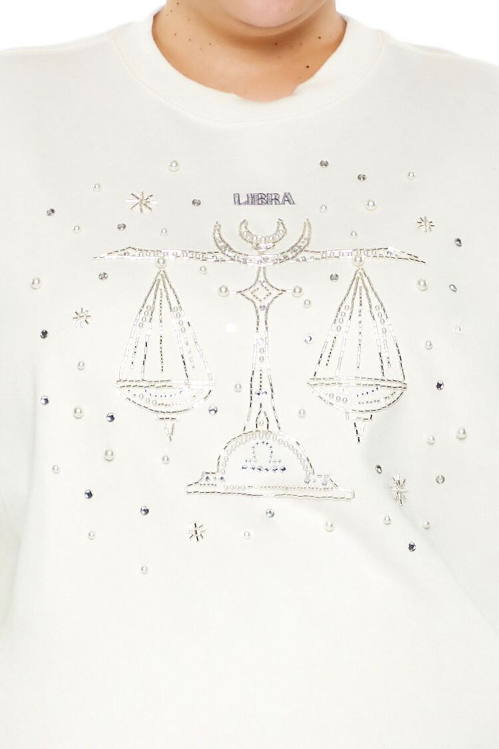 WHITE/MULTI Plus Size Beaded Libra Pullover, image 3