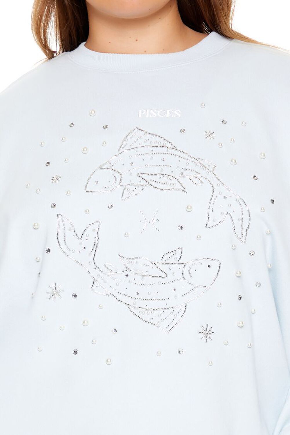 LIGHT BLUE/MULTI Plus Size Beaded Pisces Pullover, image 3