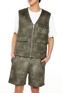 OLIVE Mineral Wash Cargo Vest, image 1