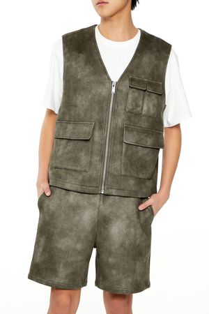 OLIVE Mineral Wash Cargo Vest, image 1