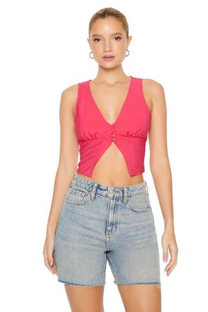 CREAM Plunging Split-Hem Crop Top, image 1