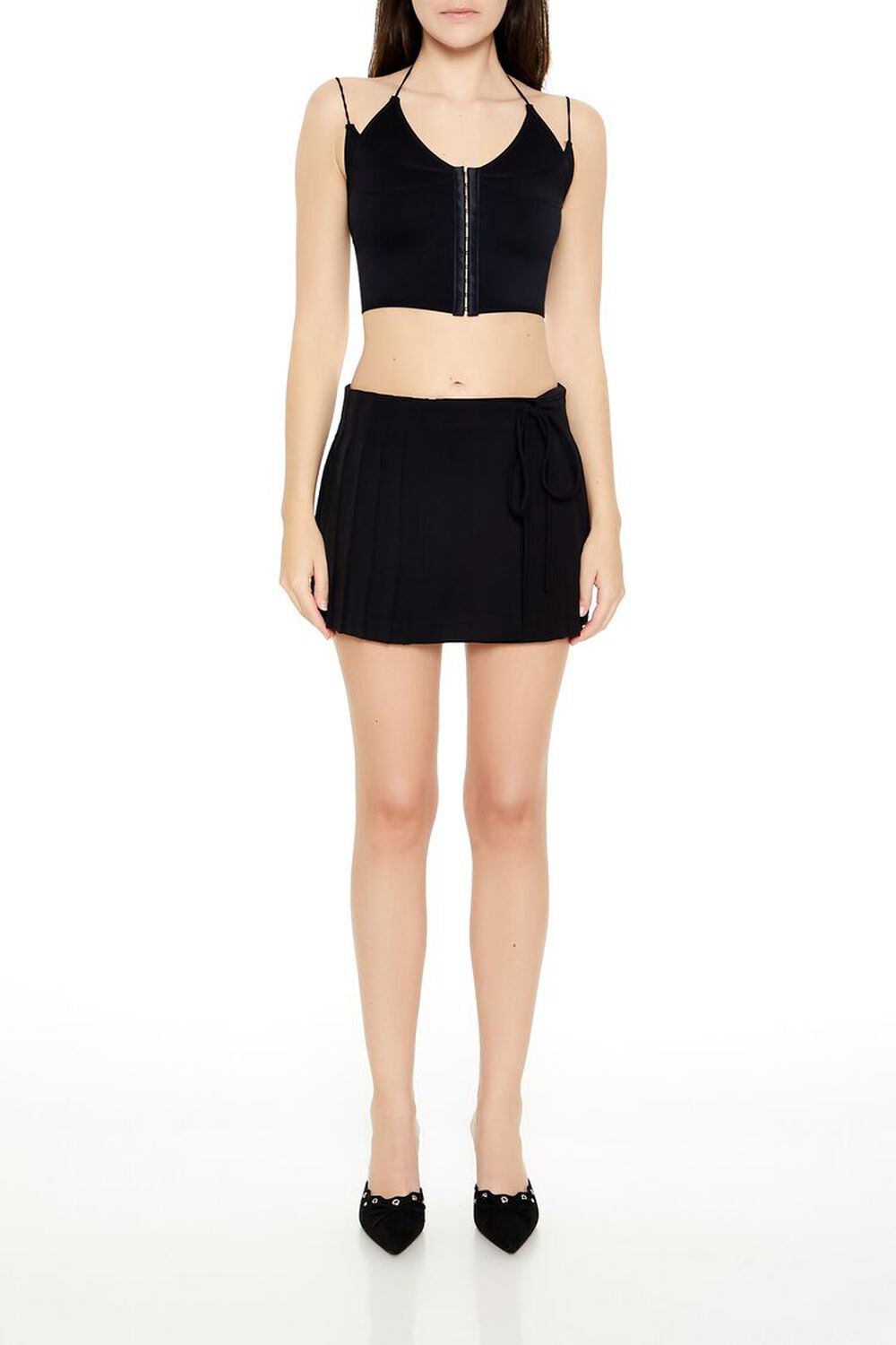 BLACK Seamless Halter Cropped Cami, image 2