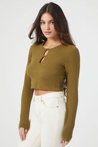 OLIVE Sweater-Knit Cutout Crop Top, image 2