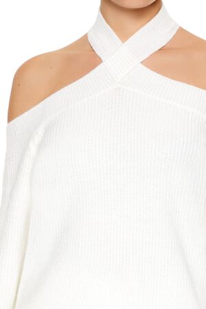 TURKISH COFFEE Crisscross Off-the-Shoulder Sweater, image 3