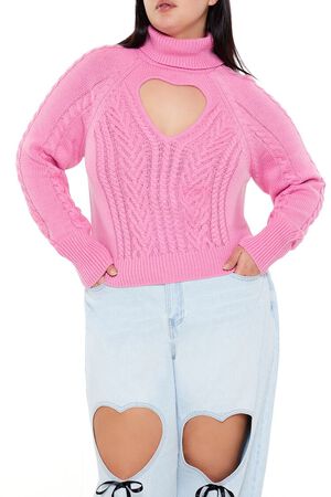 AZALEA Plus Size Heart Cutout Sweater, image 1