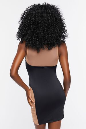 BLACK/NUDE Mesh Panel Mini Dress, image 3