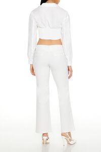 WHITE/BLACK Pinstriped Low-Rise Trouser Pants, image 4
