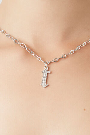SILVER/T Rhinestone Initial Necklace, image 1