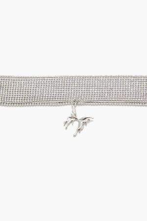 SILVER/CLEAR Rhinestone Butterfly Choker Necklace, image 3
