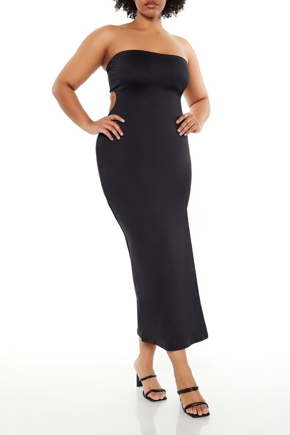 BLACK Plus Size Cutout Maxi Tube Dress, image 1