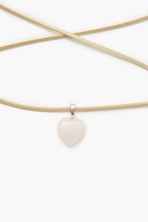 PINK/CREAM Faux Stone Heart Choker Necklace, image 2