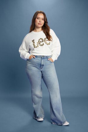 WHITE/MULTI Plus Size Lee Embellished French Terry Pullover, image 2