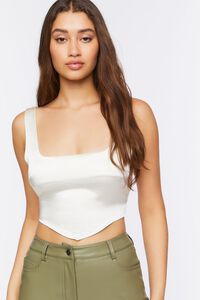 VANILLA Satin V-Hem Crop Top, image 1