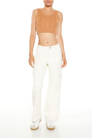CAMEL Cable Sweater-Knit Crop Top, image 2