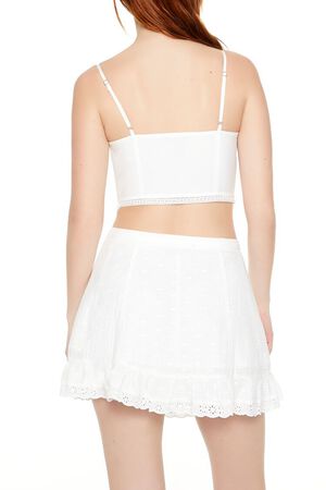 WHITE Sweetheart Lace-Up Cropped Cami, image 3