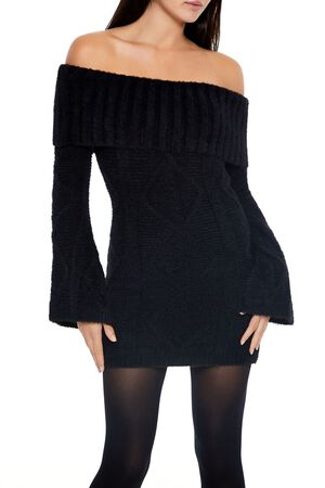 STONE BLUE Off-the-Shoulder Mini Sweater Dress, image 2