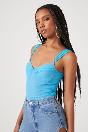 BLUE/PINK Mesh Sweetheart Bodysuit, image 2
