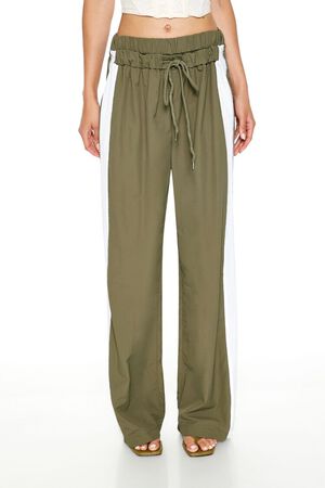 OLIVE/WHITE Striped Wide-Leg Pants, image 2