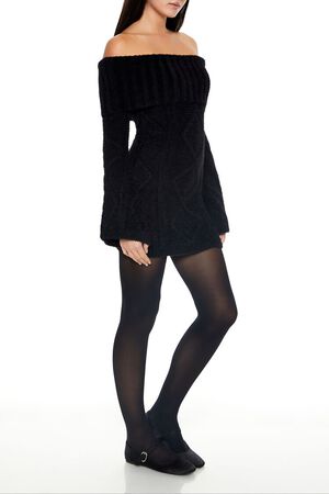 STONE BLUE Off-the-Shoulder Mini Sweater Dress, image 3