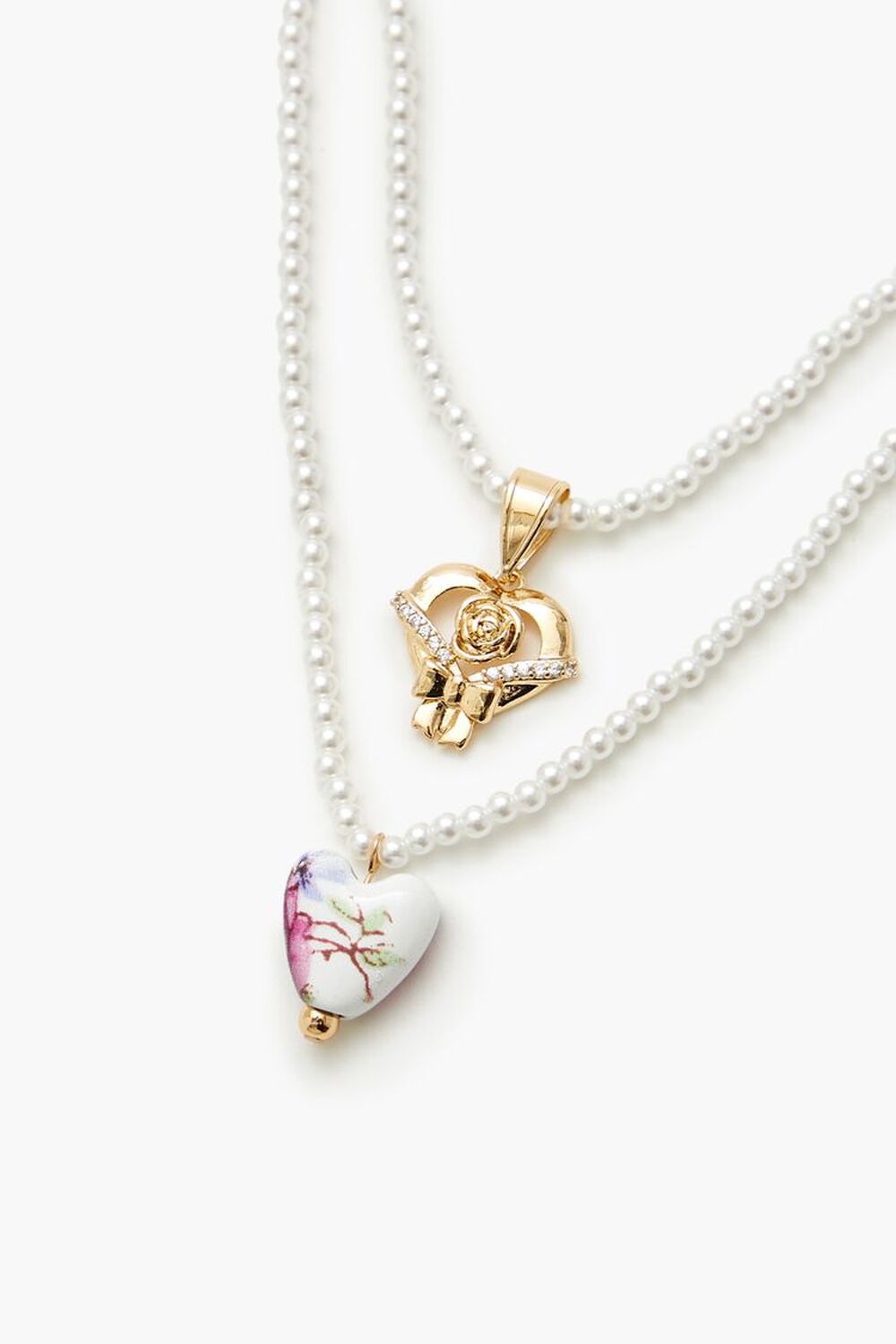 Faux Pearl Heart Necklace Set, image 3