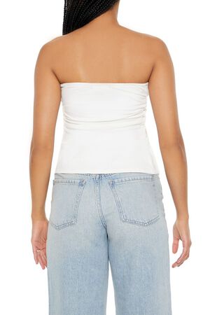 WHITE Twisted Split-Hem Tube Top, image 3