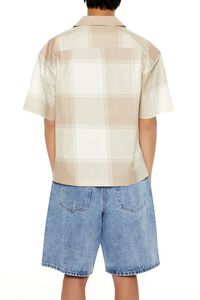 TAUPE/CREAM Plaid Drop-Sleeve Cropped Shirt, image 5