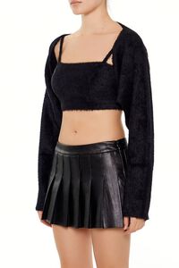 BLACK Cardigan Sweater & Cropped Cami Set, image 4