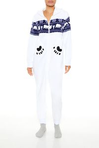 WHITE/MULTI Hooded Polar Bear Jumpsuit, image 1